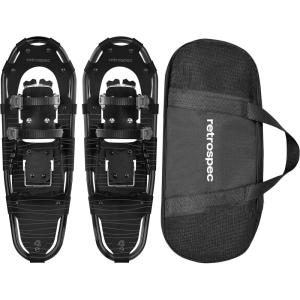 image:imageRetrospec Drifter Snowshoes for Women amp Men  Lightweight Aluminum Frame Snow Shoes with Double Ratchet Binding System Heel Lifts amp Carry Bag for All Terrain Hiking amp Winter SportsBlack Ice