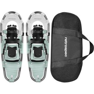 image:imageRetrospec Drifter Snowshoes for Women amp Men  Lightweight Aluminum Frame Snow Shoes with Double Ratchet Binding System Heel Lifts amp Carry Bag for All Terrain Hiking amp Winter SportsWinter Mint
