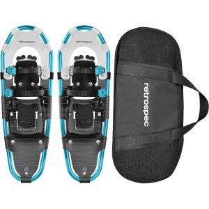 image:imageRetrospec Drifter Snowshoes for Women amp Men  Lightweight Aluminum Frame Snow Shoes with Double Ratchet Binding System Heel Lifts amp Carry Bag for All Terrain Hiking amp Winter SportsIce Cap