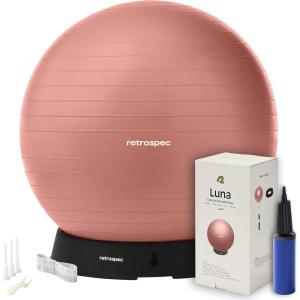 image:imageRetrospec Luna Exercise Ball with Pump  AntiBurst Fitness Equipment for Yoga Core Training amp Stability  Home Gym Swiss Ball for Office amp PregnancyRose