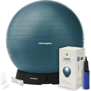 image:imageRetrospec Luna Exercise Ball with Pump  AntiBurst Fitness Equipment for Yoga Core Training amp Stability  Home Gym Swiss Ball for Office amp PregnancyOcean Blue