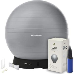 image:imageRetrospec Luna Exercise Ball with Pump  AntiBurst Fitness Equipment for Yoga Core Training amp Stability  Home Gym Swiss Ball for Office amp PregnancyFossil Gray