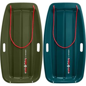 image:imageRetrospec Retrorider Plastic Snow Sled  Toboggan Style with Pull Rope ColdResistant Coating and Hard Bottom for Smooth Downhill Rides  Available in 35 and 48 Sizes for Kids and AdultsMistletoe  Snowy Spruce
