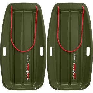image:imageRetrospec Retrorider Plastic Snow Sled  Toboggan Style with Pull Rope ColdResistant Coating and Hard Bottom for Smooth Downhill Rides  Available in 35 and 48 Sizes for Kids and AdultsMistletoe