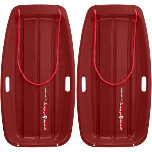 image:imageRetrospec Retrorider Plastic Snow Sled  Toboggan Style with Pull Rope ColdResistant Coating and Hard Bottom for Smooth Downhill Rides  Available in 35 and 48 Sizes for Kids and AdultsBrrgundy